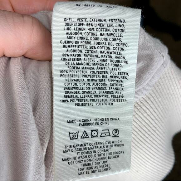 HEI HEI anthropologie Linen Blend bomber Zip up Front Jacket Beige boho L women - Picture 11 of 11